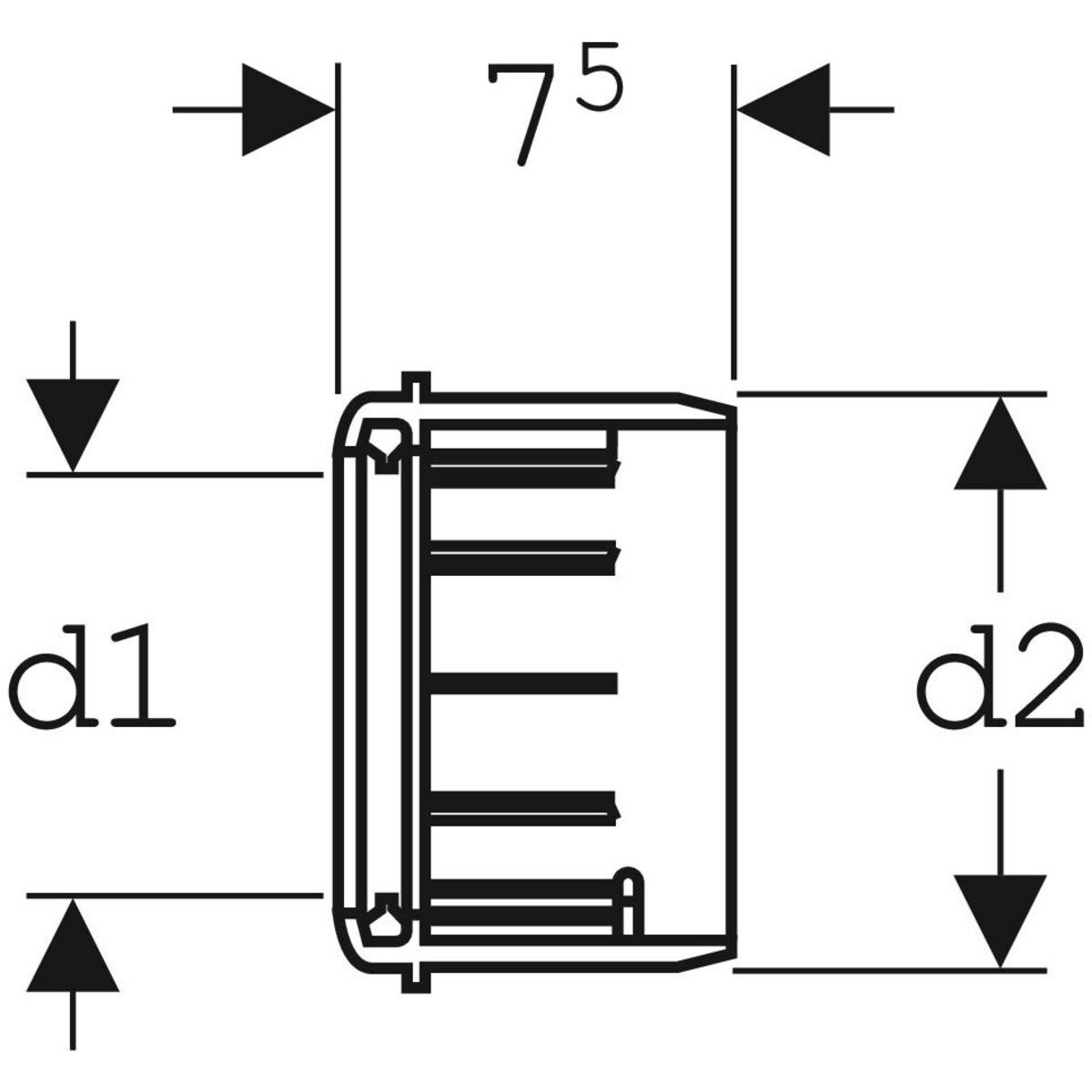 Manchon de transition Geberit PEHD : d1=90mm, d2=110mm — vue 3