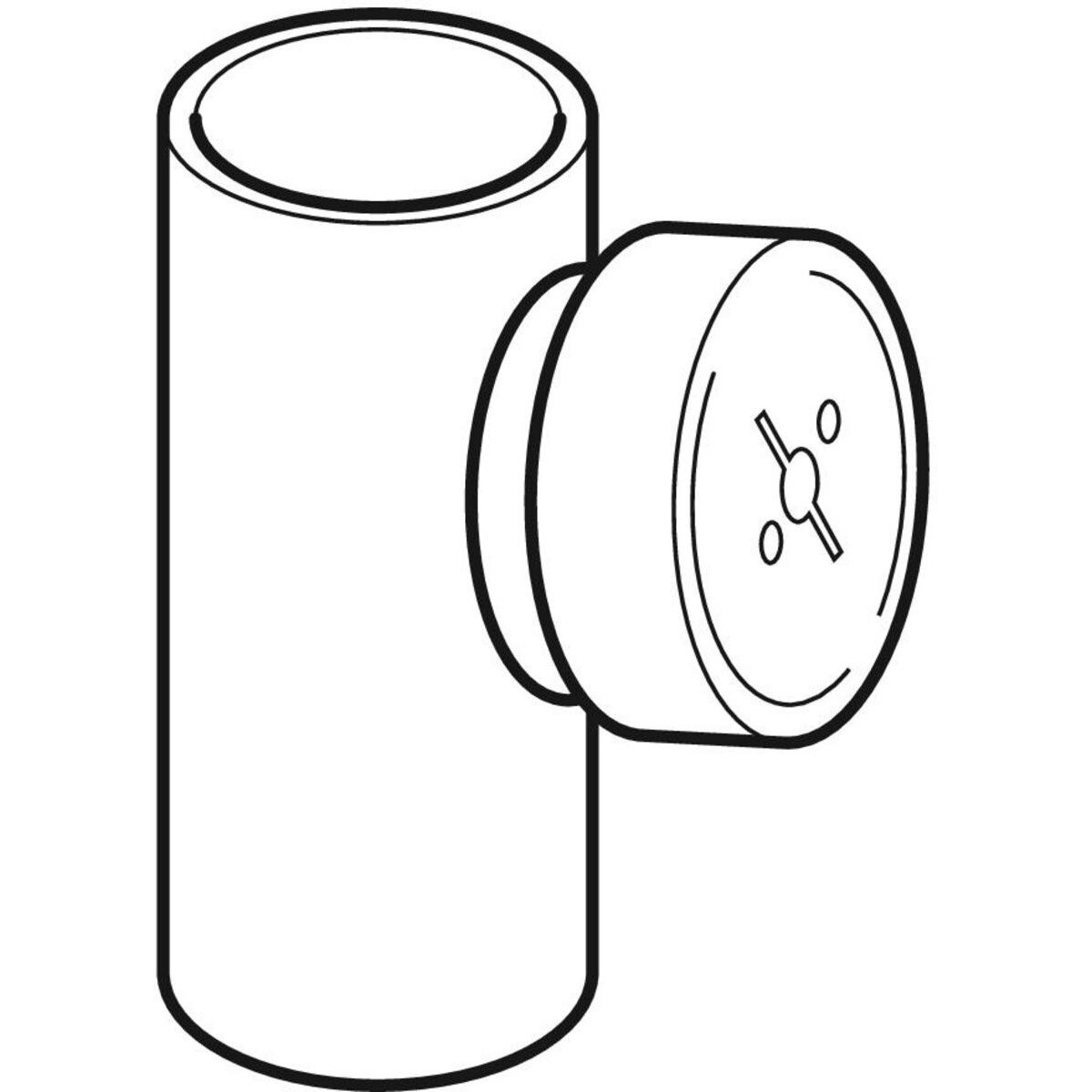 Pièce de nettoyage 90° Geberit PEHD avec trappe de visite ronde : d=75mm, d1=75mm