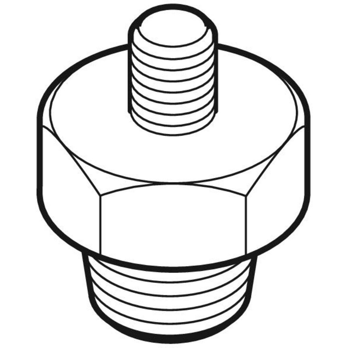 Mamelon double Geberit M10 / G 1/2" : M=10mm, G=1/2" — vue 2