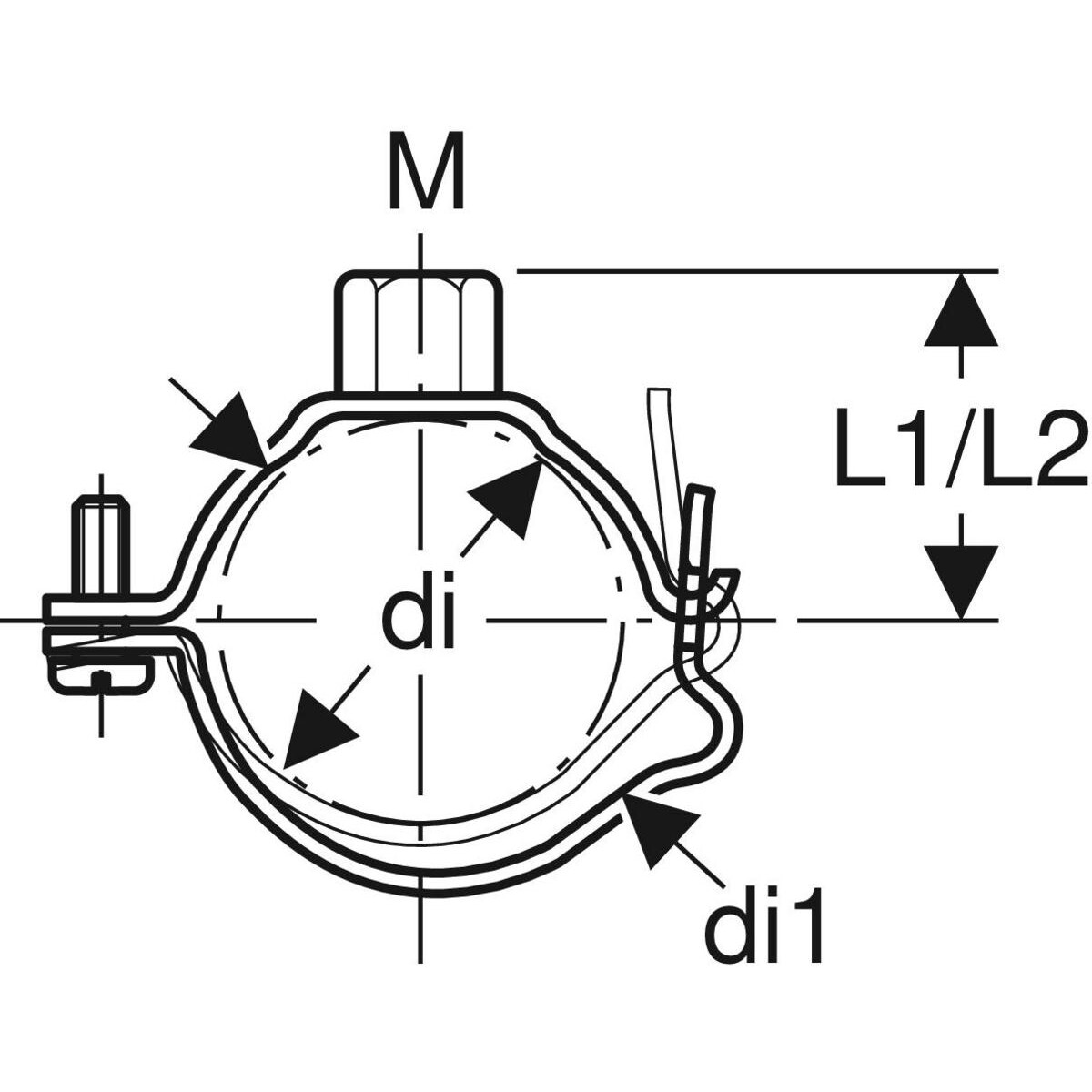Collier Geberit avec manchon fileté M 10, adaptable : di=110mm, di1=118mm — vue 3