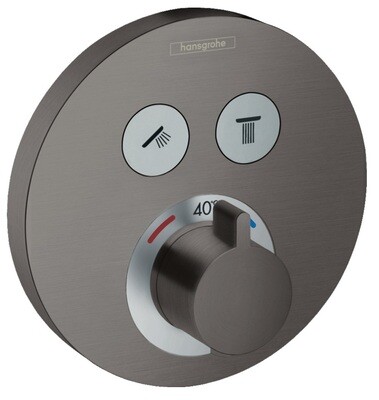 Set de finition pour mitigeur thermostatique encastré Hansgrohe ShowerSelect S en noir chromé brossé