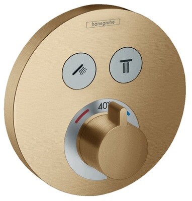 Set de finition pour mitigeur thermostatique encastré Hansgrohe ShowerSelect S en bronze brossé