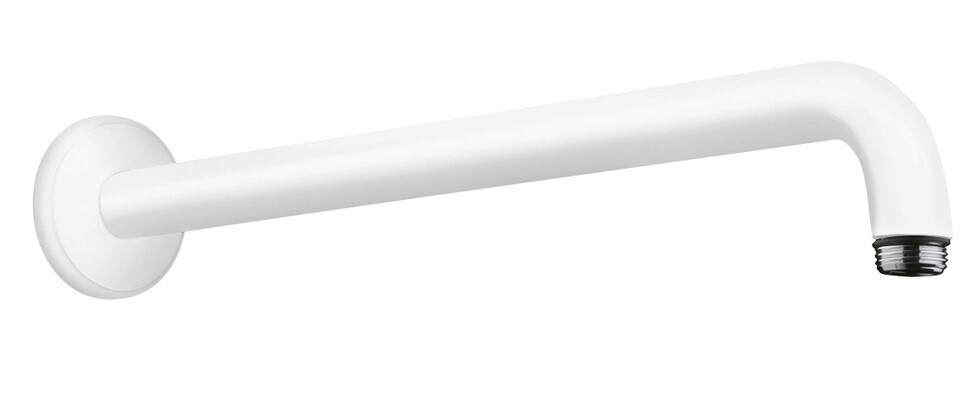 Bras de douche mural Hansgrohe 389 mm avec rosace ronde en blanc mat