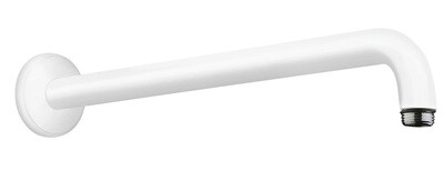 Bras de douche mural Hansgrohe 389 mm avec rosace ronde en blanc mat