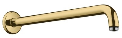Bras de douche mural Hansgrohe 389 mm avec rosace ronde en doré poli