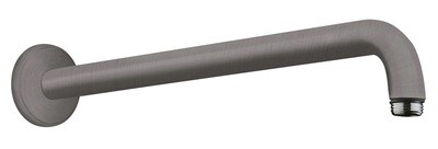 Bras de douche mural Hansgrohe 389 mm avec rosace ronde en noir chromé brossé