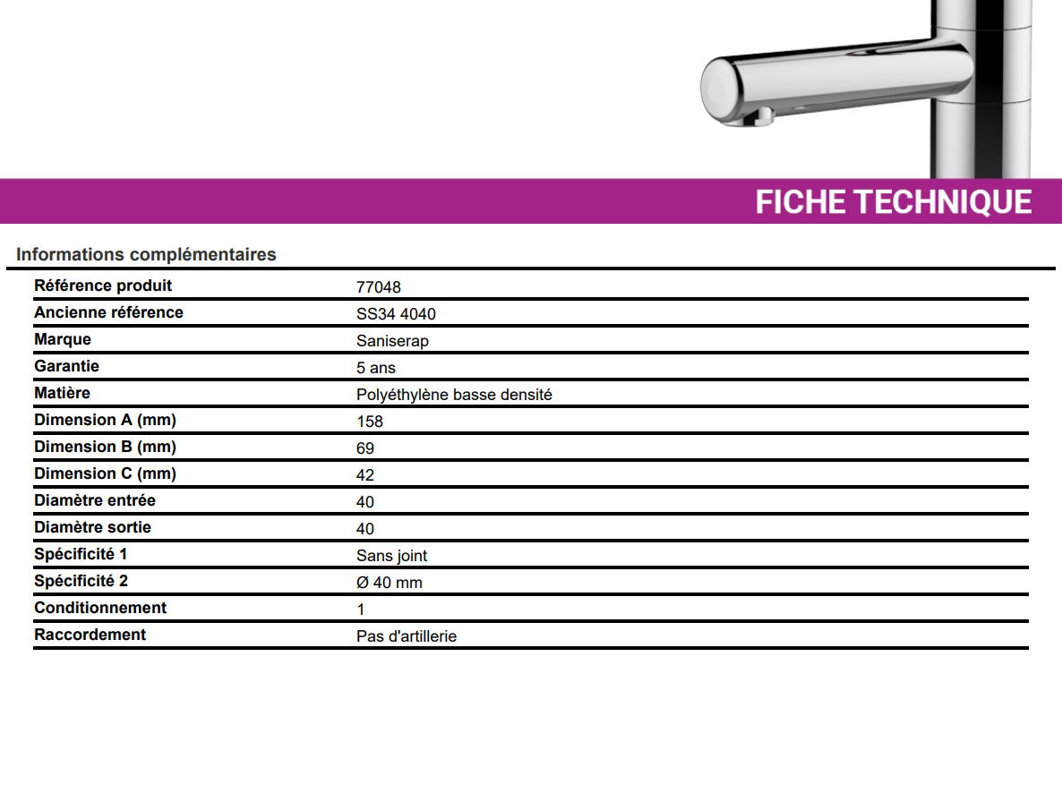 Siphon de laboratoire Presto anti-acide - vue 2