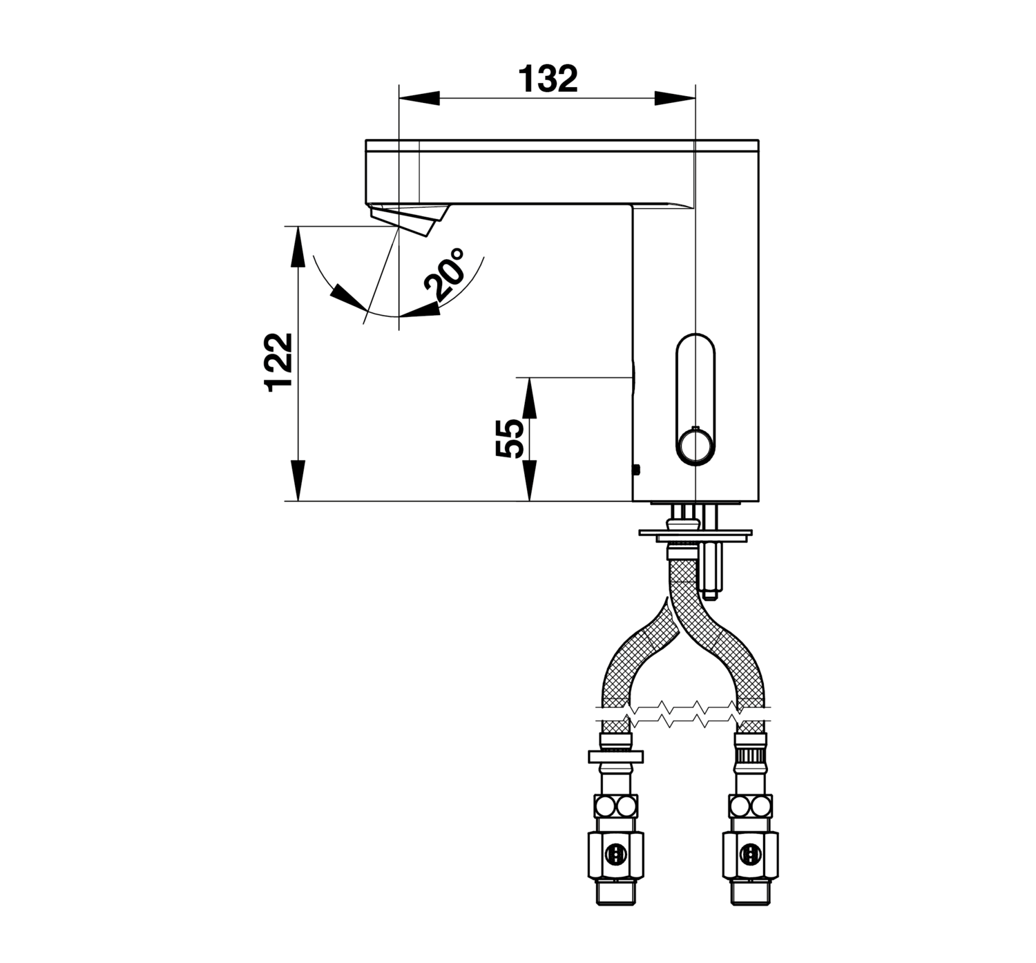 Mitigeur de lavabo électronique sur plage avec pile Presto So’o
