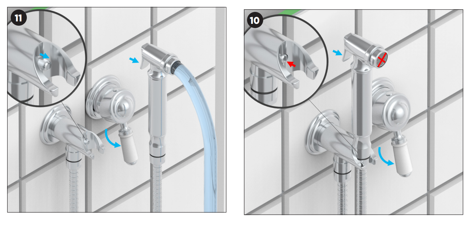 Ensemble hygiénique de WC THG avec douchette à gâchette, flexible et butée de sécurité intégrée sur sortie murale - Collection "Anoa" - vue 4