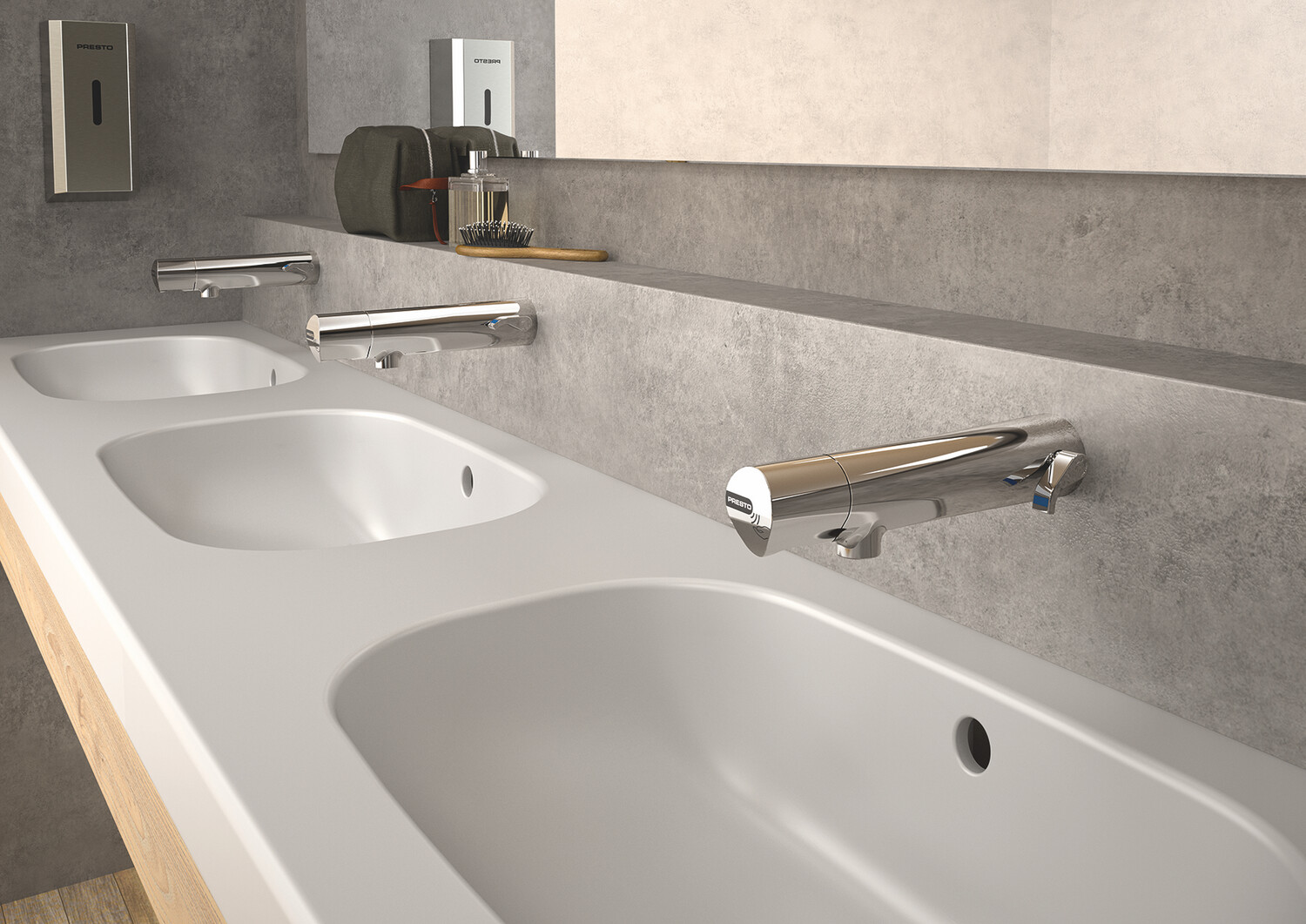 Mitigeur temporisé sans contact mural pour lavabo Presto Safe — vue 3