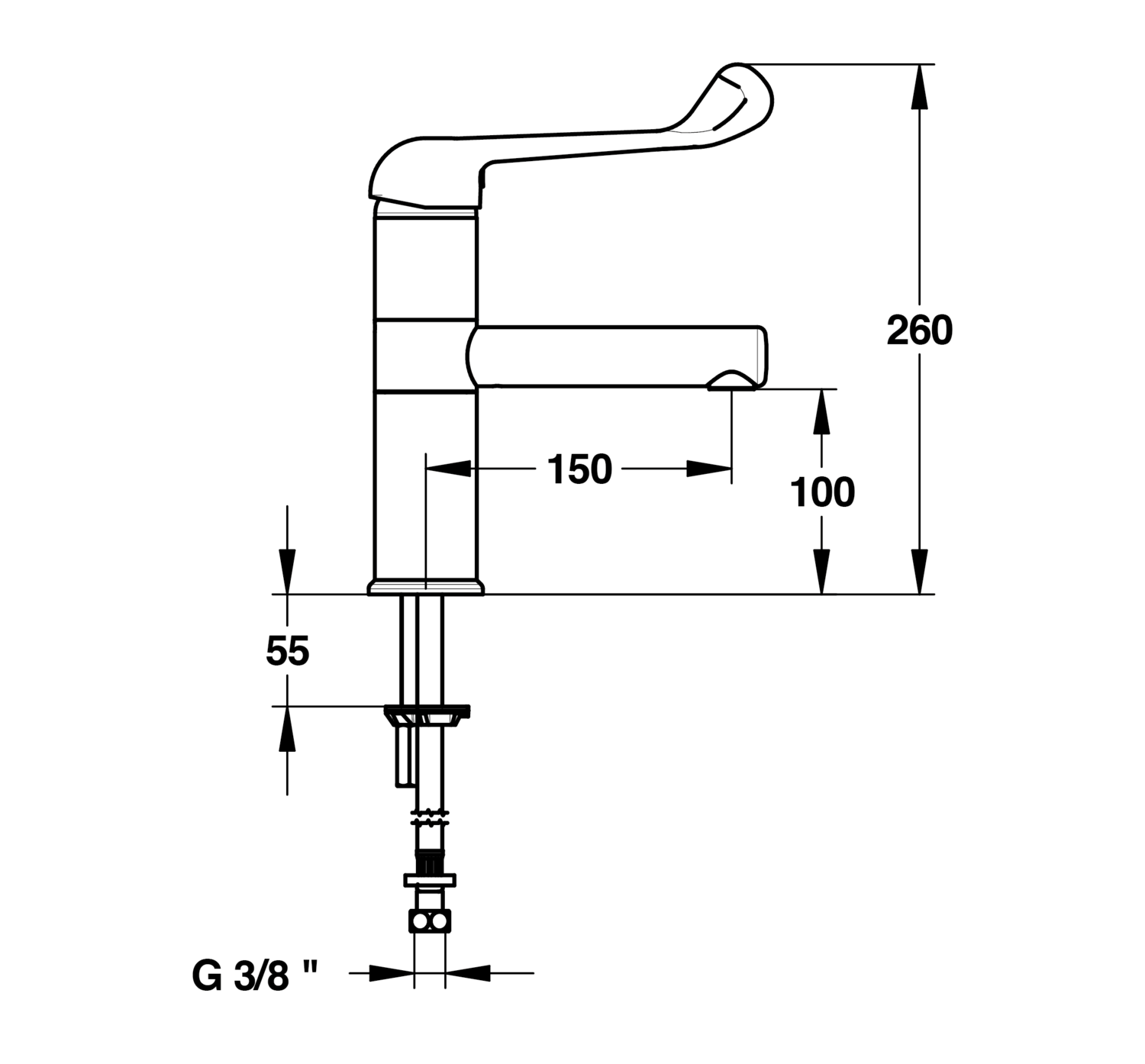 Mitigeur hospitalier sur plage à bec fixe ou ajustable, démontable Presto — vue 3