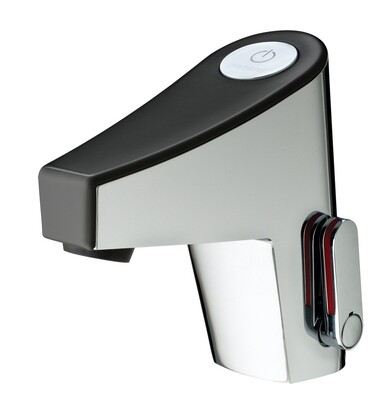 Mitigeur de lavabo sensitif sur plage sur secteur et sans robinet d&#39;arrêt Presto Touch® en chromé / noir mat