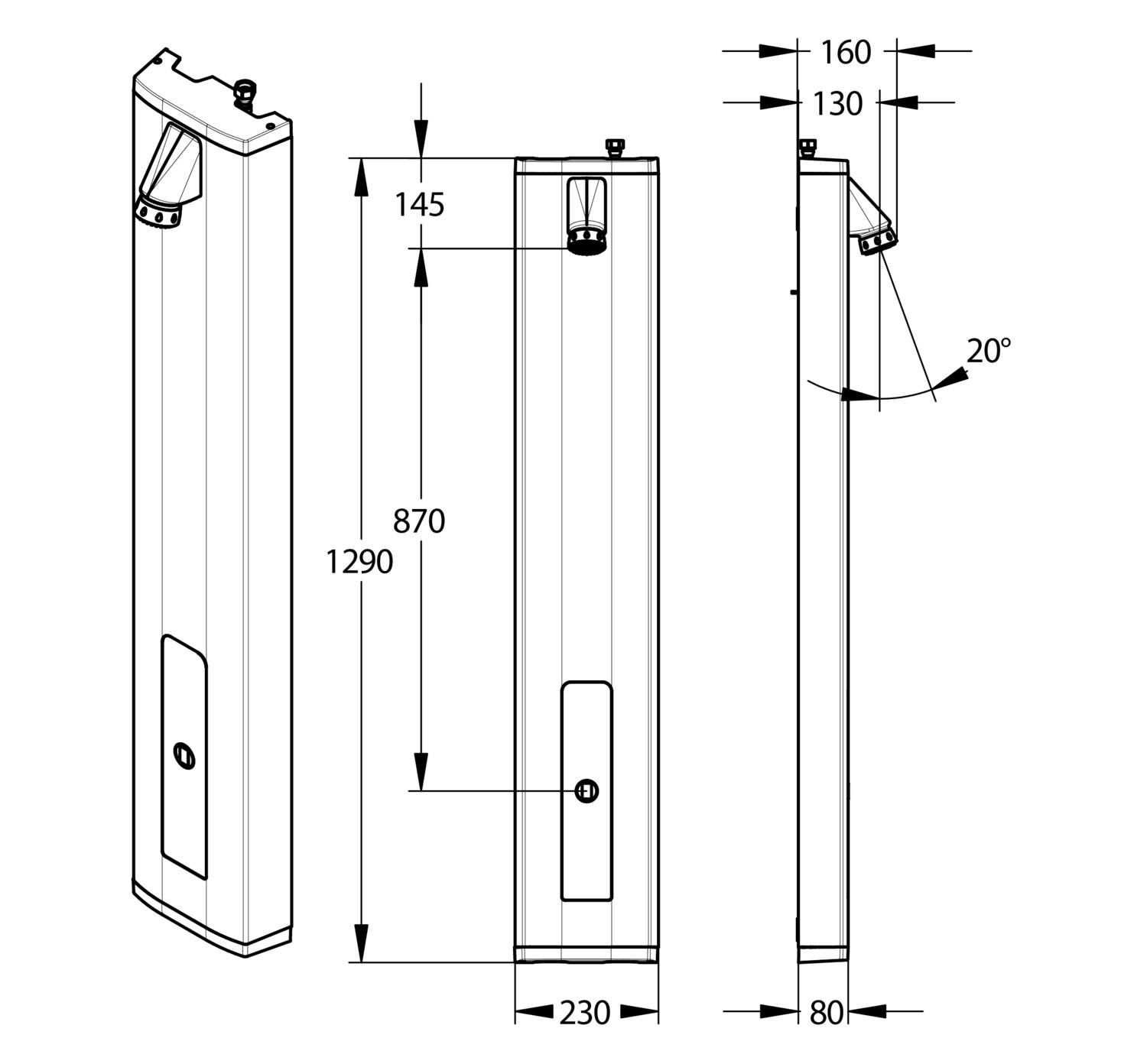 Panneau de douche Presto électronique avec pile