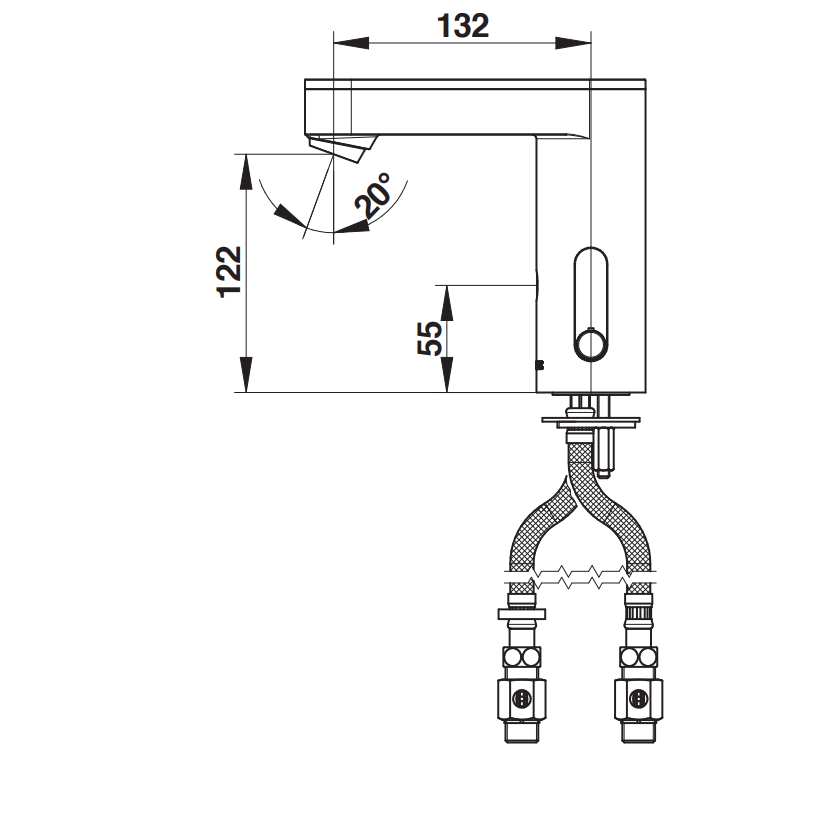 Mitigeur de lavabo électronique Presto So'o chromé avec capot noir, pile et robinet d'arrêt - vue 2