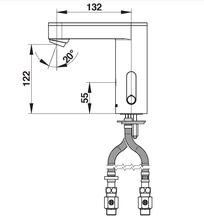 Mitigeur de lavabo électronique Presto So'o chromé avec capot blanc, pile et robinet d'arrêt - vue 3