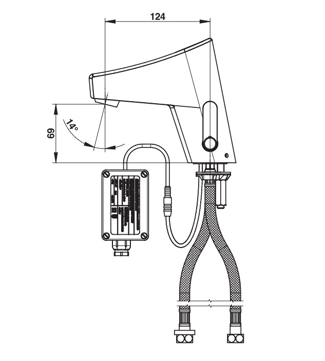 Mitigeur de lavabo sensitif Presto Touch® chromé avec transformateur et sans robinet d'arrêt