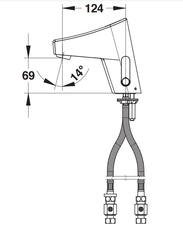 Mitigeur de lavabo sensitif Presto Touch® chromé avec pile et robinet d'arrêt