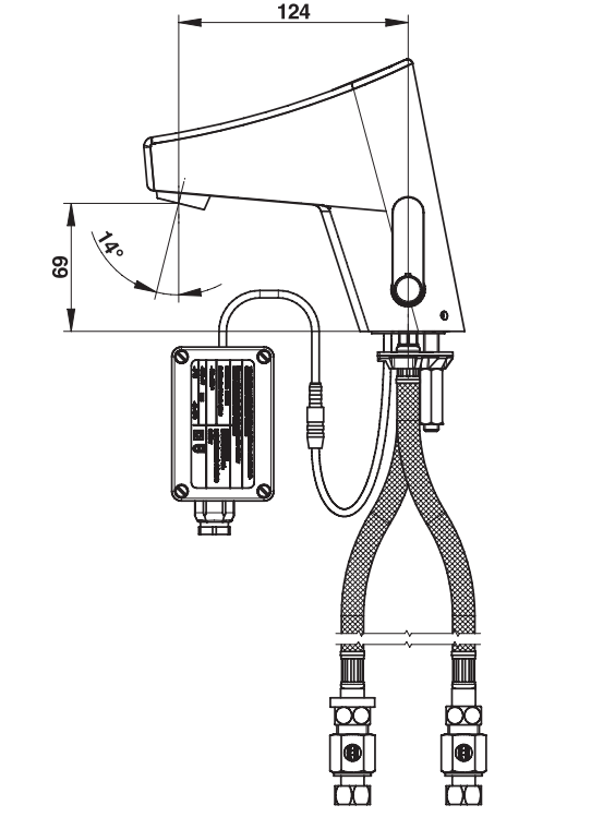 Mitigeur de lavabo sensitif Presto Touch® chromé avec transformateur et robinet d'arrêt - vue 2