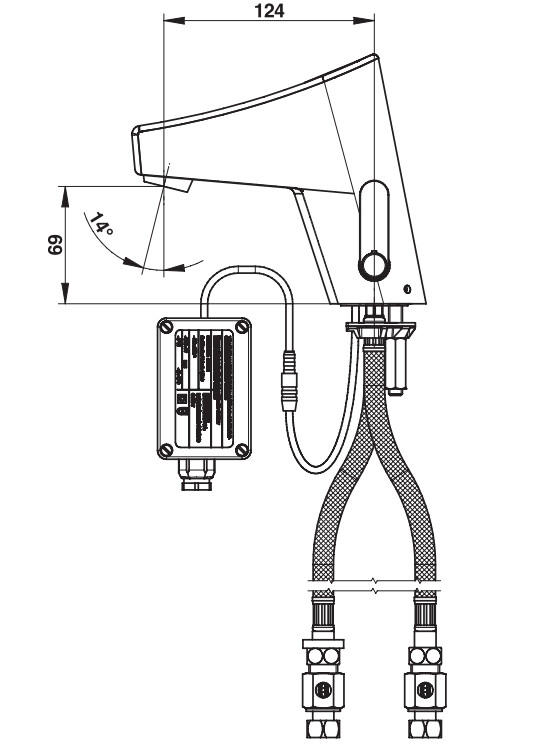 Mitigeur de lavabo sensitif Presto Touch® chromé avec transformateur et robinet d'arrêt