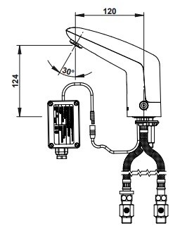 Robinet de lavabo électronique Presto Volta chromé sur secteur sur plage