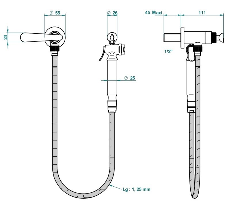 Ensemble hygiénique de WC THG avec robinet d'arrêt - Collection "Dean" — vue 5