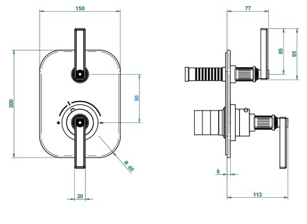 Set de finition THG pour douche thermostatique à encastrer avec robinet d'arrêt - Collection "Grand Central Onyx noir" - vue 4
