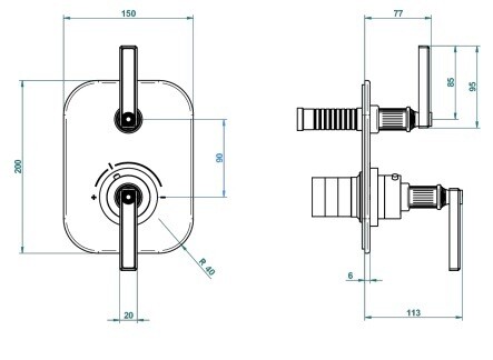 Set de finition THG pour douche thermostatique à encastrer avec robinet d'arrêt - Collection "Grand Central" — vue 4