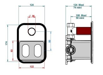 Set de finition THG pour douche thermostatique à encastrer avec robinet d'arrêt - Collection "Grand Central" — vue 5