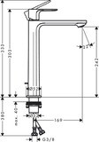 Rebris E Mitigeur de lavabo 240 CoolStart pour vasque à poser avec tirette et vidage
