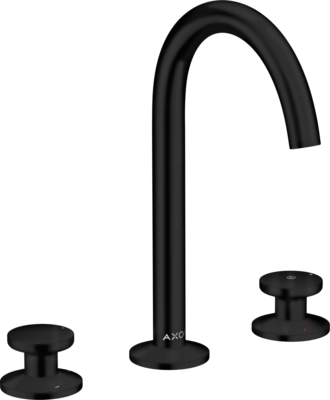 Mélangeur de lavabo 3 trous Axor One 170 surélevé avec bonde push-open en noir mat
