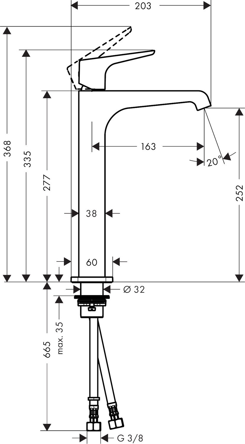 Mitigeur de lavabo AXOR Citterio E 250 avec bonde à écoulement libre — vue 3