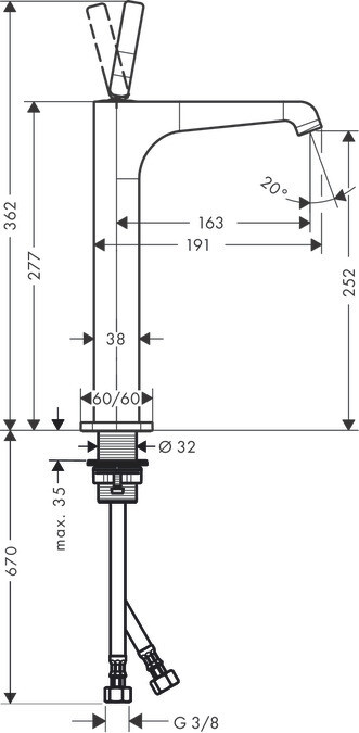 Mitigeur de lavabo AXOR Citterio E 250 surélevé pour vasque libre en noir mat — vue 2
