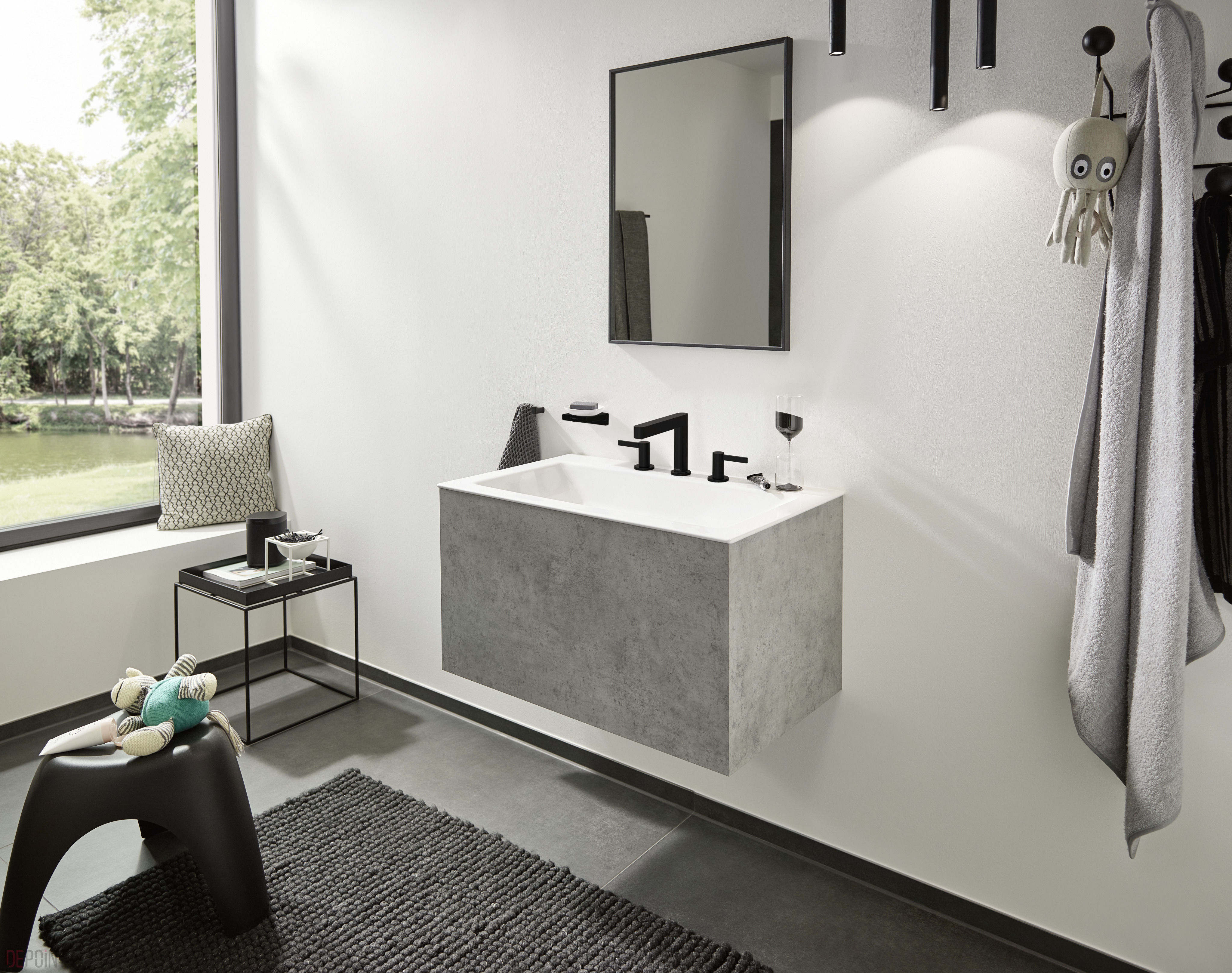 Mélangeur de lavabo 3 trous Hansgrohe Finoris 110 avec bonde push-open en noir mat - vue 3