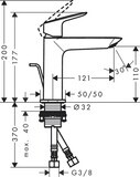 Logis Q Mitigeur de lavabo 110 Fine avec tirette et vidage