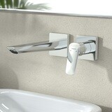 Logis Q Mitigeur de lavabo encastré mural Fine, bec 206 mm, bonde à écoulement libre
