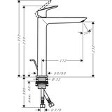 Logis Q Mitigeur de lavabo 240 Fine avec tirette et vidage