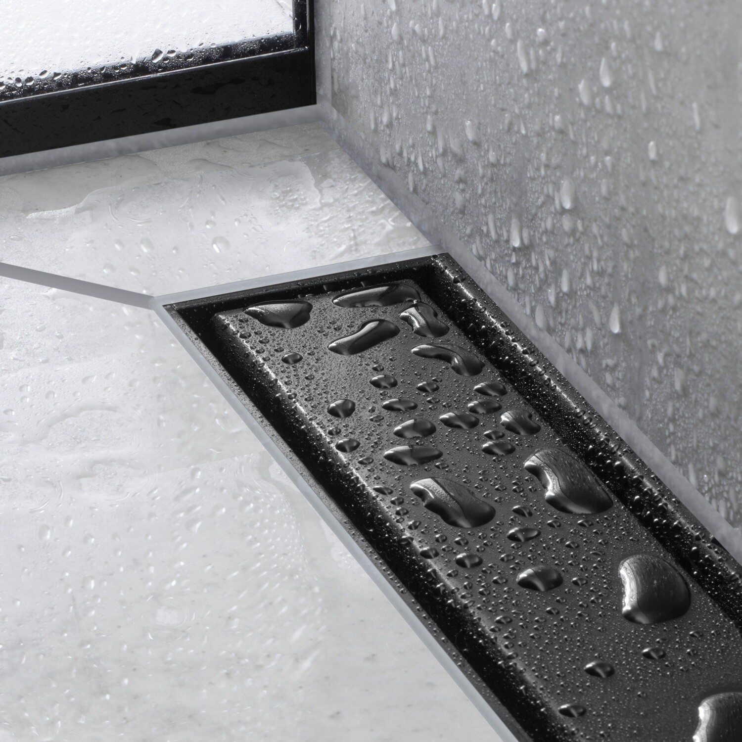 Set de finition Hansgrohe RainDrain Match 700 mm avec cadre réglable en noir mat — vue 2