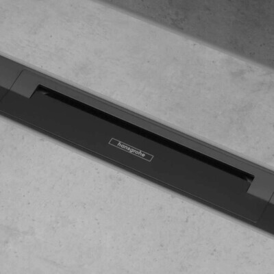 Set de finition Hansgrohe RainDrain Flex 700 mm découpable en noir chromé brossé