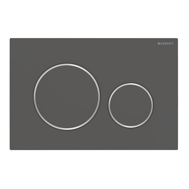 Plaque de déclenchement Geberit Sigma20 / Noir mat laqué - anneaux design : chromé brillant