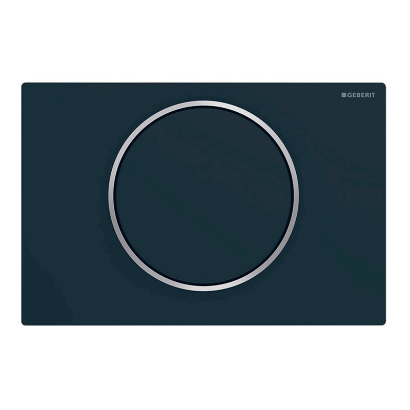 Plaque de déclenchement Geberit Sigma10 en acier inoxydable / Noir mat - anneau design chromé