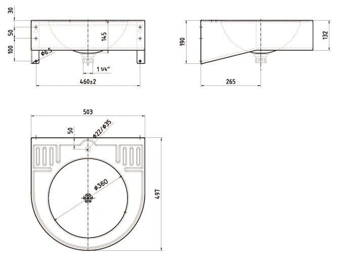 Lavabo mural individuel suspendu Presto en inox - vue 2