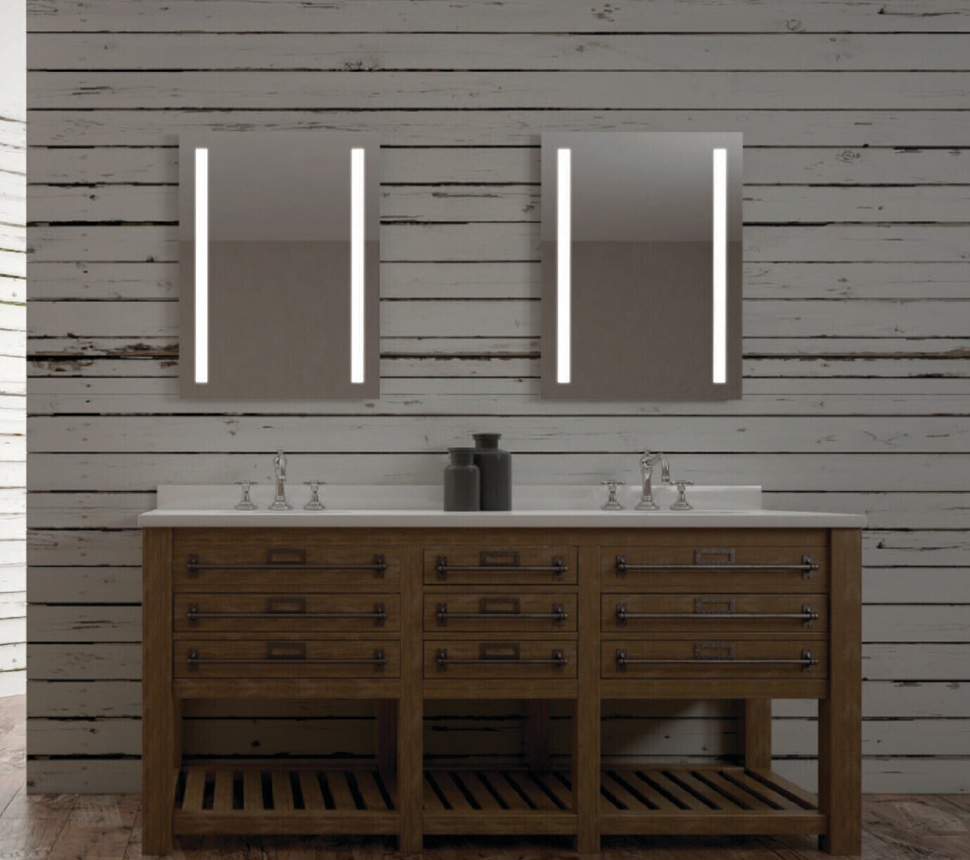 Miroir de salle de bains LED SBA série Stella (80 à 100 cm) x 60 cm avec sablage