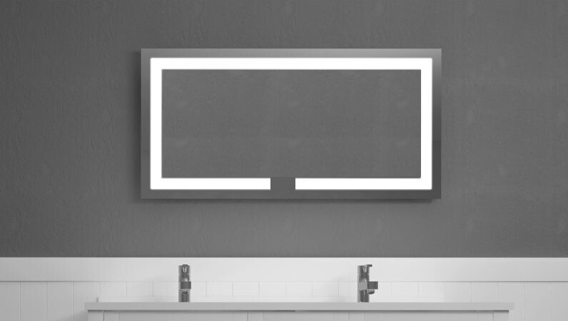 Miroir de salle de bains LED SBA série Sirius (80 à 100 cm) x 60 cm avec sablage