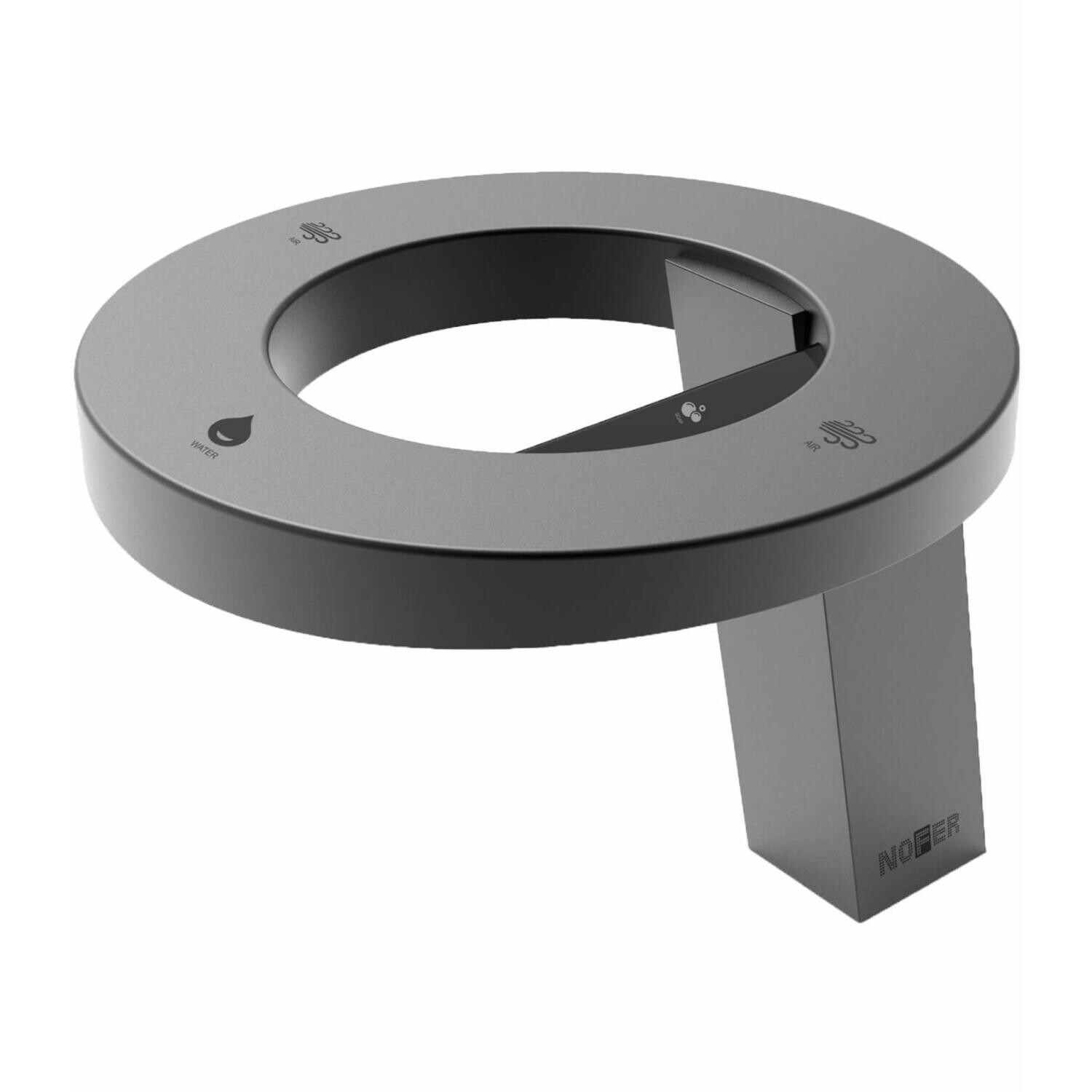 Ensemble compact avec sèche-mains, distributeur de savon et robinet design Nofer en noir mat — vue 2