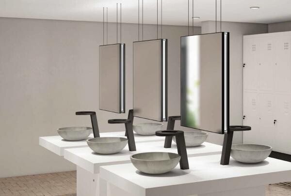 Ensemble compact avec sèche-mains, distributeur de savon et robinet design Nofer en noir mat — vue 3