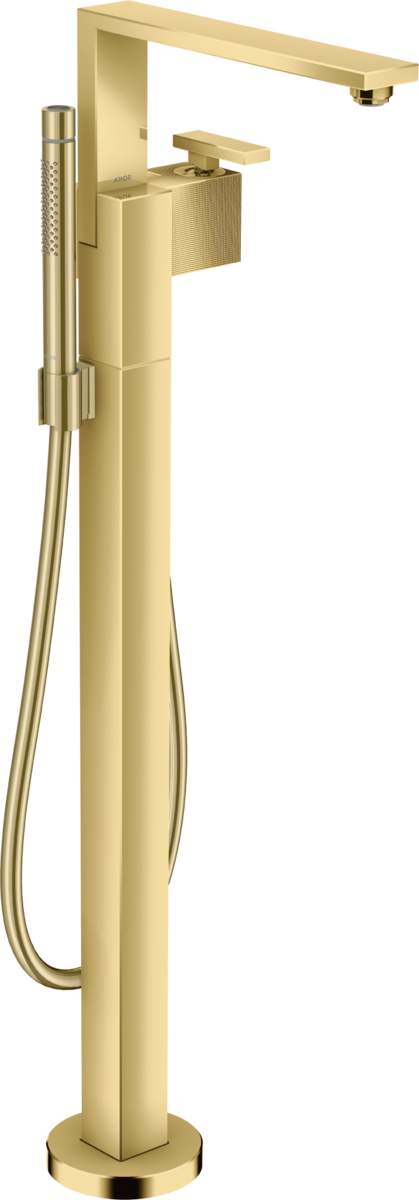 Mitigeur de bain / douche AXOR Edge coupe diamant pour montage au sol en doré poli