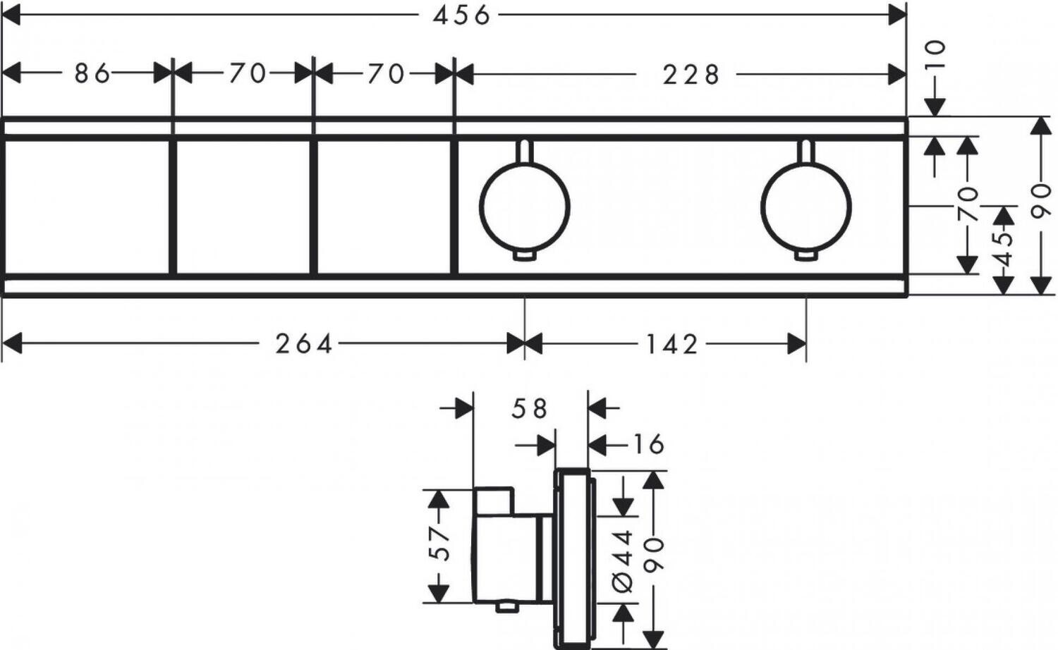 Module thermostatique encastré Hansgrohe RainSelect avec 2 fonctions en bronze brossé — vue 2