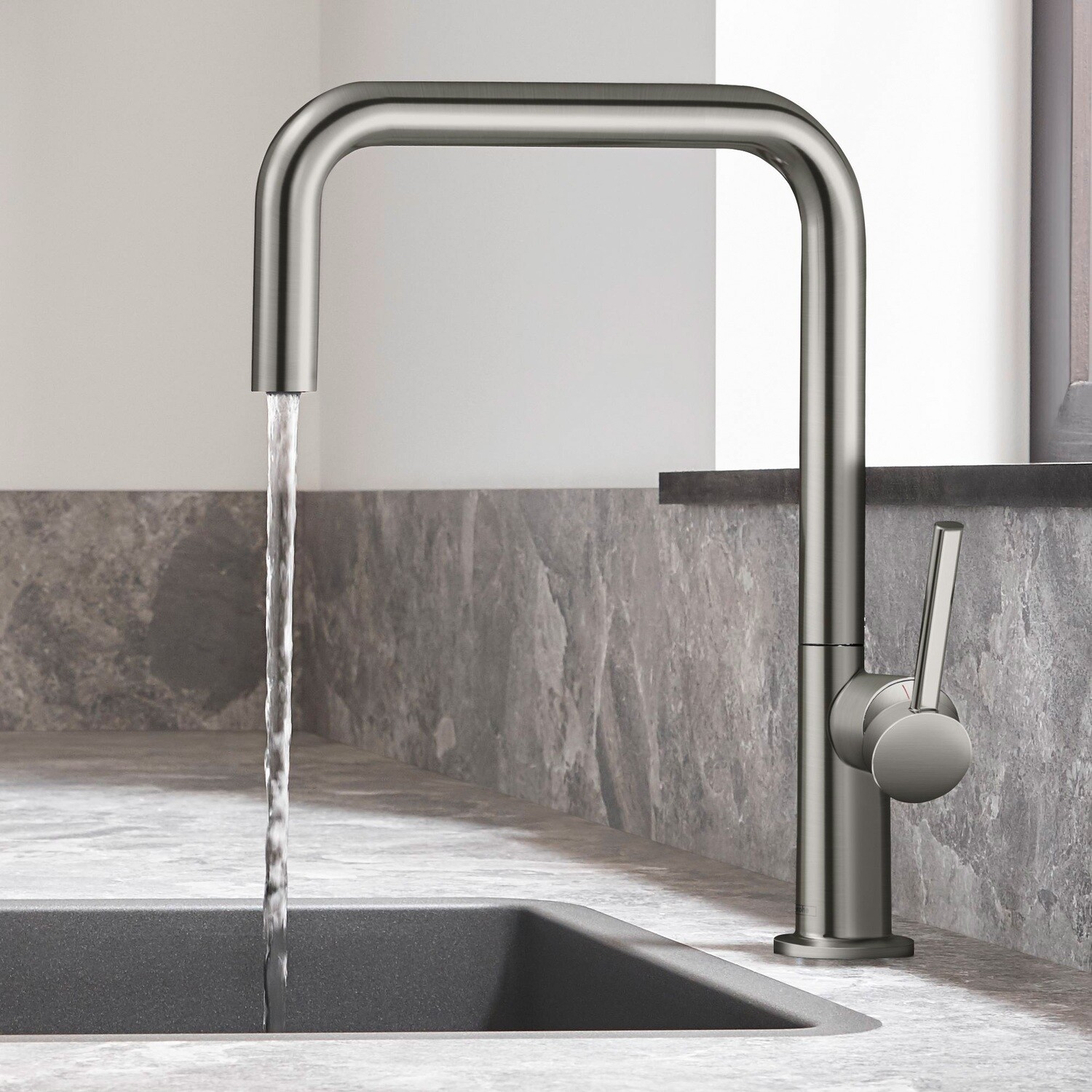 Mitigeur de cuisine Hansgrohe Talis M54 270 avec douchette extractible 1 jet en acier inoxydable brossé