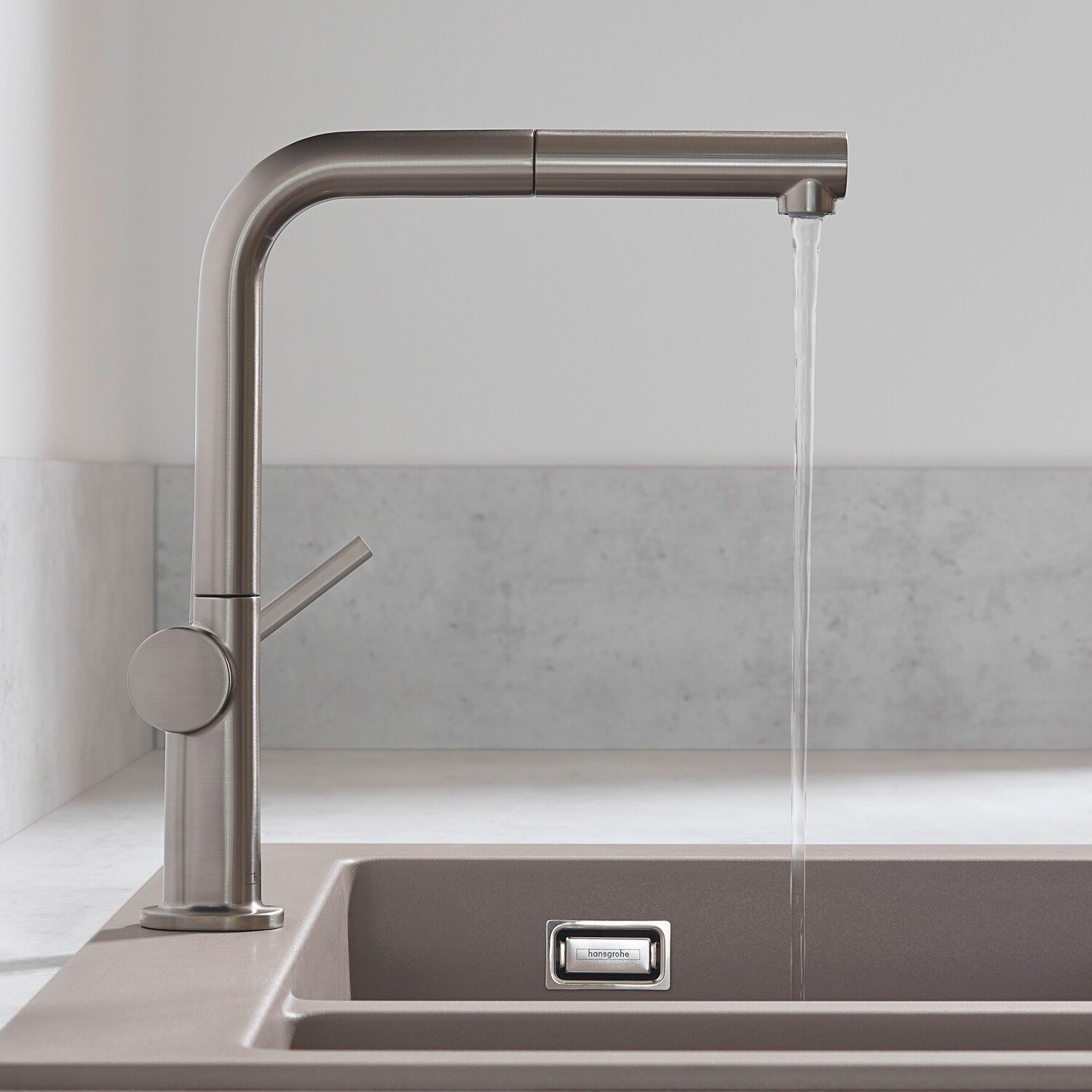 Mitigeur de cuisine Hansgrohe Talis M54 270 avec douchette extractible 1 jet en acier inoxydable brossé — vue 3