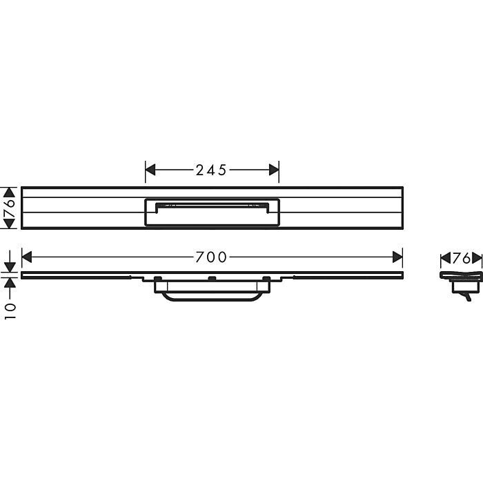 Set de finition Hansgrohe RainDrain Flex 700 mm découpable pour montage mural en noir chromé brossé — vue 2